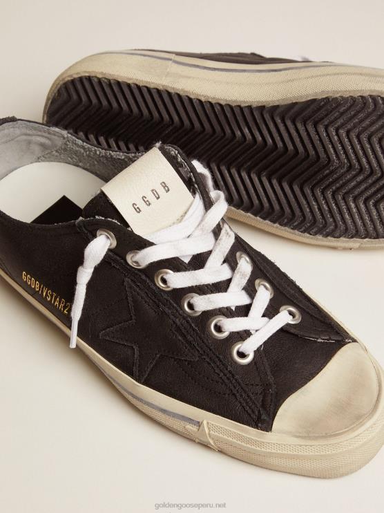 FDVPX132 Golden Goose mujer zapatillas v-star de piel con efecto vintage