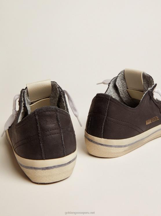 FDVPX132 Golden Goose mujer zapatillas v-star de piel con efecto vintage