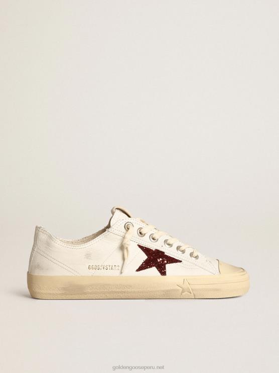FDVPX43 Golden Goose mujer Zapatillas deportivas v-star de napa blanca con estrella roja brillante