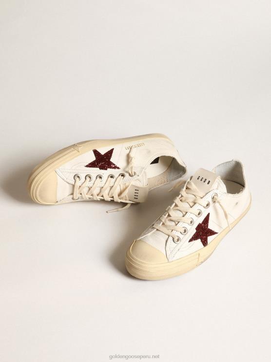 FDVPX43 Golden Goose mujer Zapatillas deportivas v-star de napa blanca con estrella roja brillante