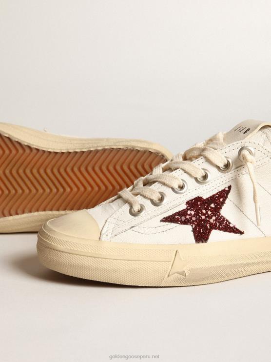 FDVPX43 Golden Goose mujer Zapatillas deportivas v-star de napa blanca con estrella roja brillante