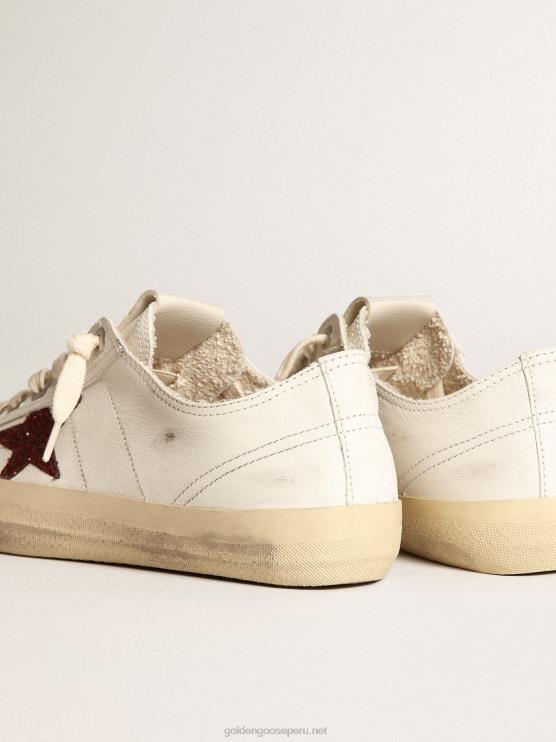 FDVPX43 Golden Goose mujer Zapatillas deportivas v-star de napa blanca con estrella roja brillante