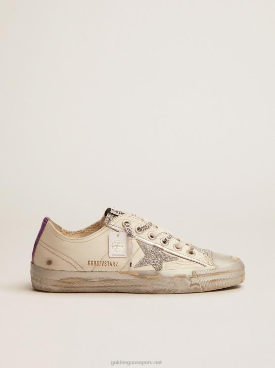 FDVPX90 Golden Goose mujer Zapatillas deportivas v-star ltd de piel blanca y cristales de swarovski