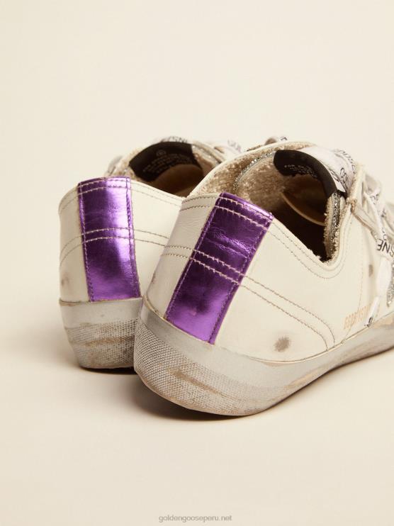 FDVPX90 Golden Goose mujer Zapatillas deportivas v-star ltd de piel blanca y cristales de swarovski