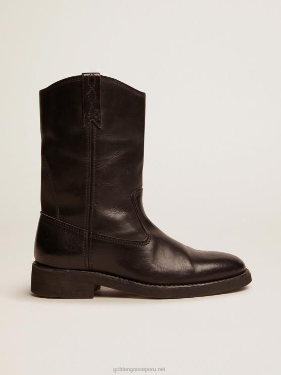 FDVPX428 Golden Goose mujer botas moteras en piel negra