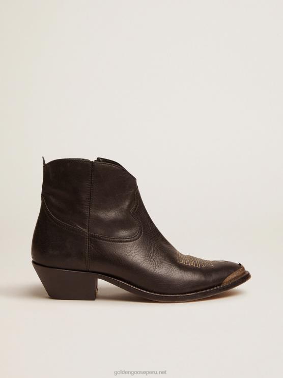 FDVPX429 Golden Goose mujer Botines juveniles de piel con adorno estilo cowboy