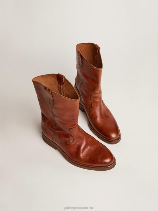 FDVPX435 Golden Goose mujer botas moteras en piel color tostado