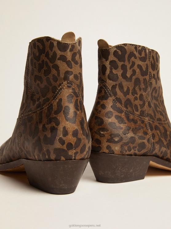 FDVPX436 Golden Goose mujer botines young de piel con estampado de leopardo