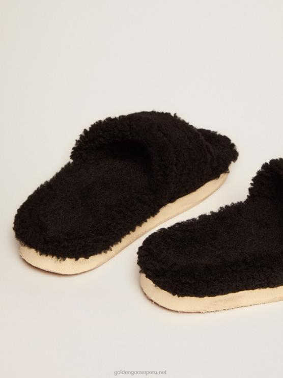 FDVPX438 Golden Goose mujer poolstars de borrego negro con estrella de piel tono sobre tono