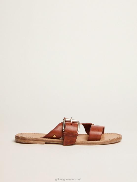 FDVPX440 Golden Goose mujer Sandalias planas margaret de piel resinada