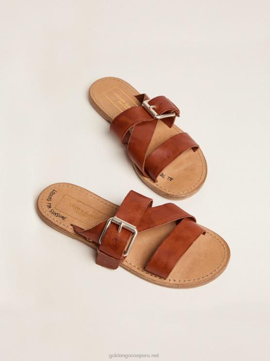 FDVPX440 Golden Goose mujer Sandalias planas margaret de piel resinada