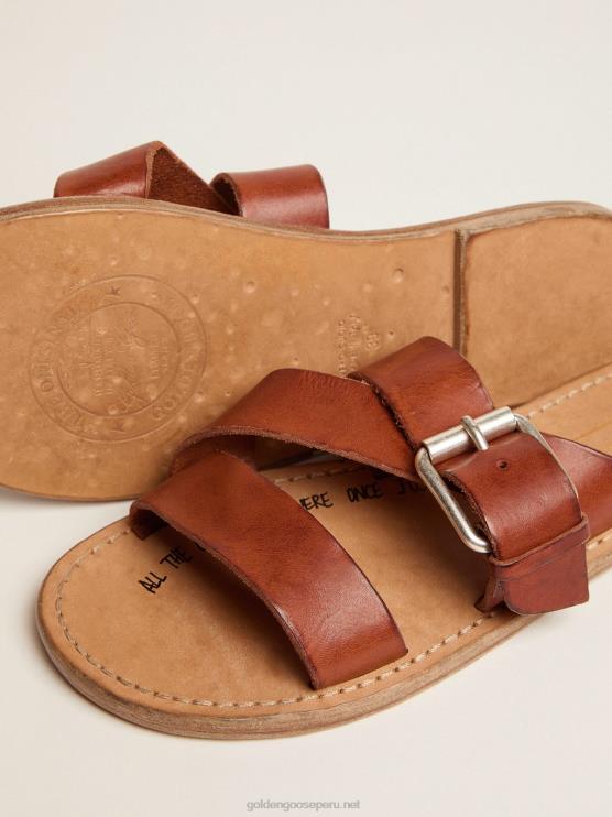 FDVPX440 Golden Goose mujer Sandalias planas margaret de piel resinada