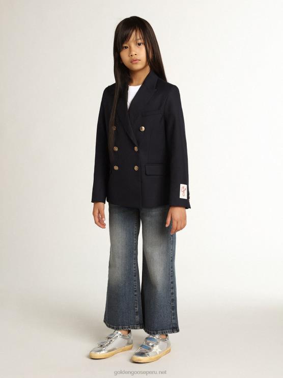 FDVPX881 Golden Goose niños vaqueros de pernera ancha en denim de toro azul medio