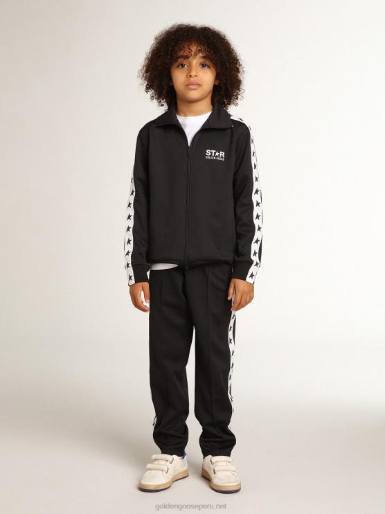FDVPX912 Golden Goose niños Joggers azul oscuro con franja blanca y estrellas a contraste