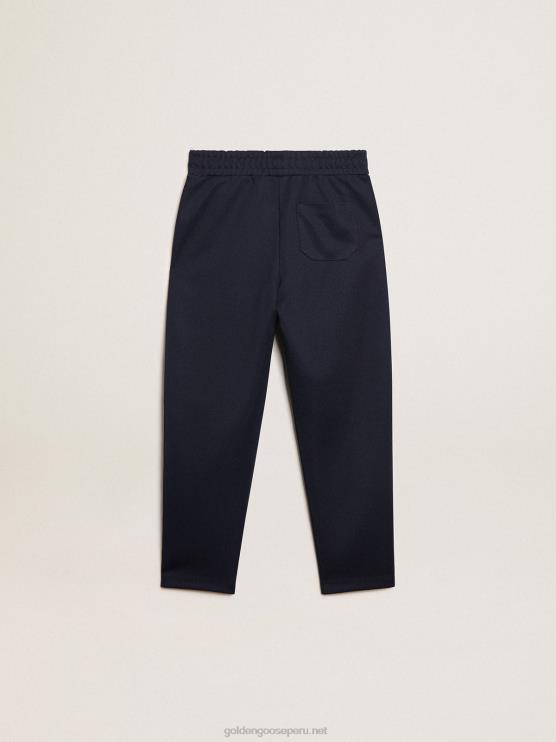 FDVPX912 Golden Goose niños Joggers azul oscuro con franja blanca y estrellas a contraste