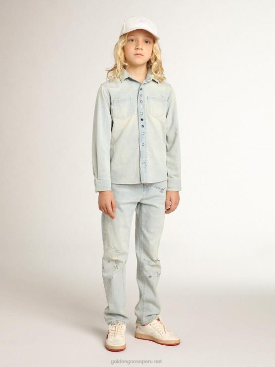 FDVPX913 Golden Goosevaqueros de niño blanqueados con tratamiento desgastado