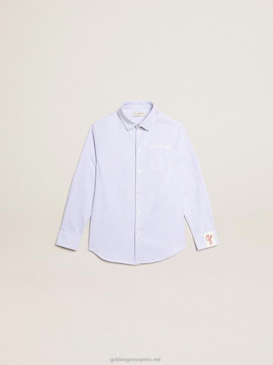 FDVPX889 Golden Goosecamisa de niño con rayas celestes