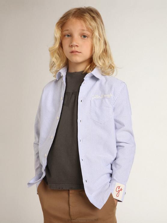 FDVPX889 Golden Goosecamisa de niño con rayas celestes
