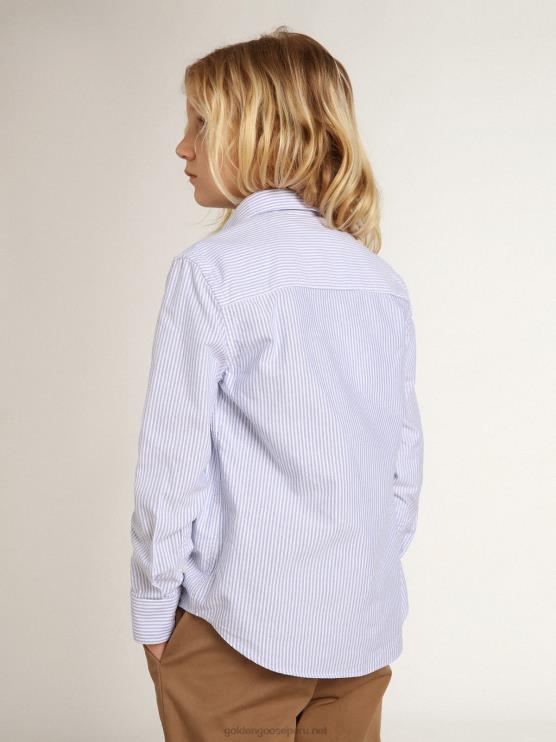 FDVPX889 Golden Goosecamisa de niño con rayas celestes