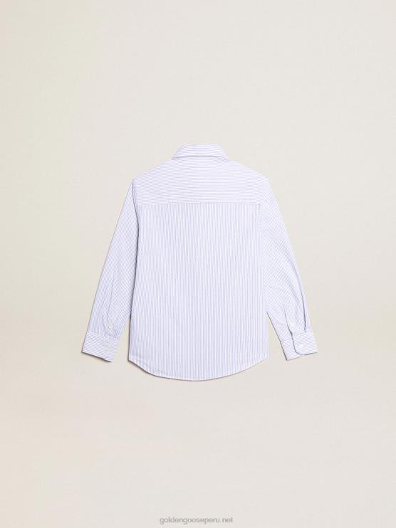 FDVPX889 Golden Goosecamisa de niño con rayas celestes