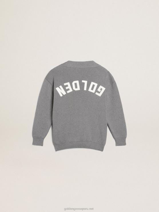 FDVPX895 Golden Goose niños cárdigan de algodón gris con logo en la espalda