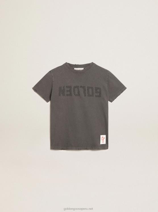 FDVPX896 Golden Goosecamiseta de niño en gris con tratamiento desgastado
