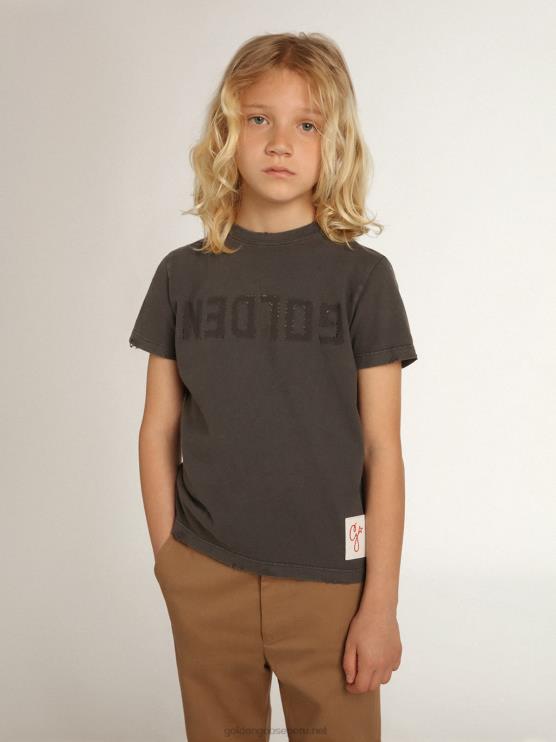 FDVPX896 Golden Goosecamiseta de niño en gris con tratamiento desgastado