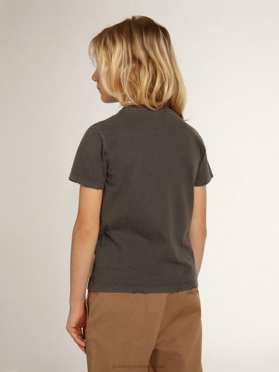 FDVPX896 Golden Goosecamiseta de niño en gris con tratamiento desgastado