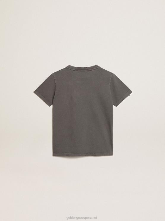 FDVPX896 Golden Goosecamiseta de niño en gris con tratamiento desgastado