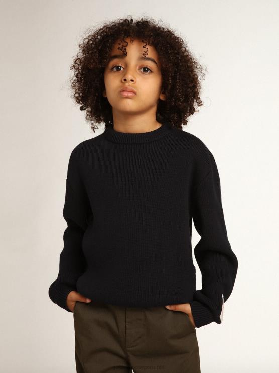 FDVPX897 Golden Goose niños jersey de cuello redondo de algodón azul oscuro
