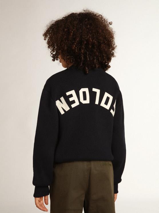 FDVPX897 Golden Goose niños jersey de cuello redondo de algodón azul oscuro