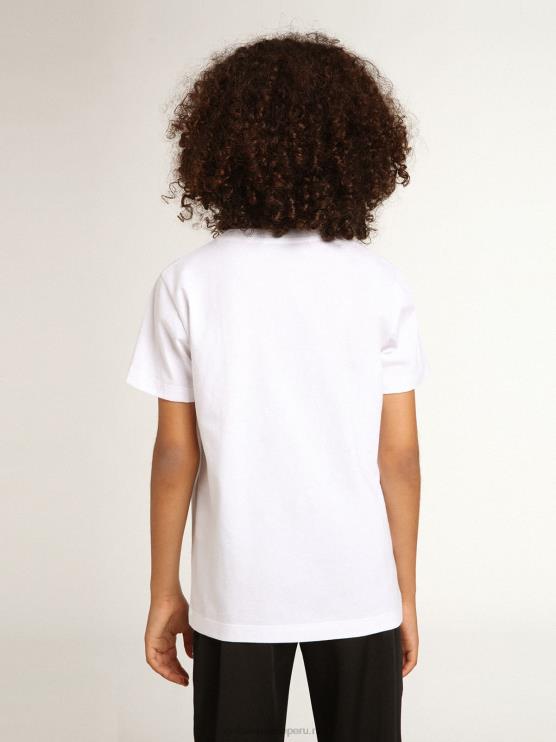 FDVPX902 Golden Goosecamiseta de niño blanca con logo rojo estampado en el centro