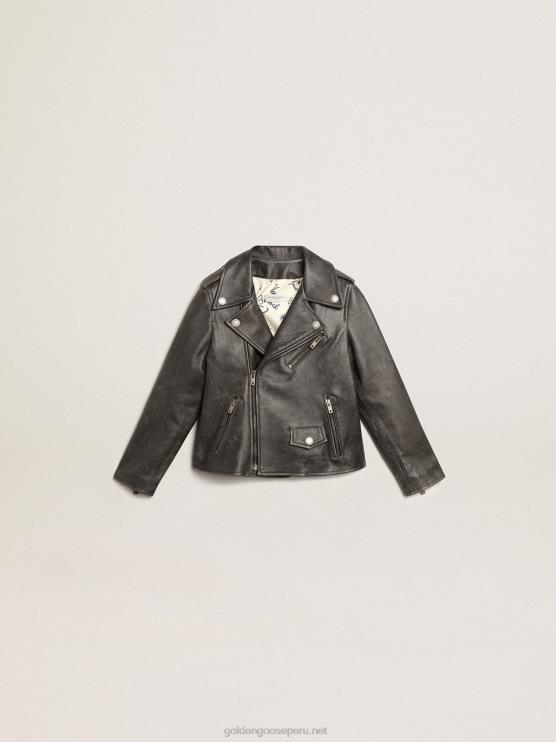 FDVPX909 Golden Goosechaqueta biker de niño en piel envejecida