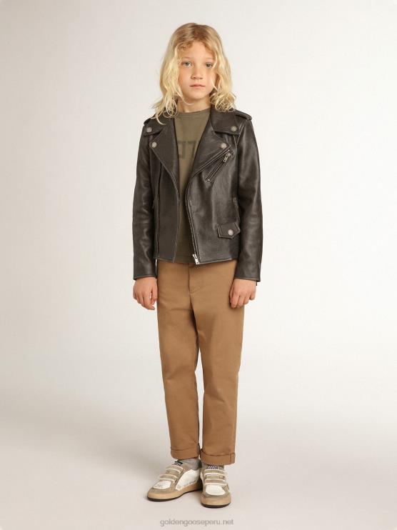 FDVPX909 Golden Goosechaqueta biker de niño en piel envejecida