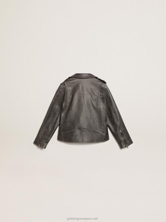 FDVPX909 Golden Goosechaqueta biker de niño en piel envejecida