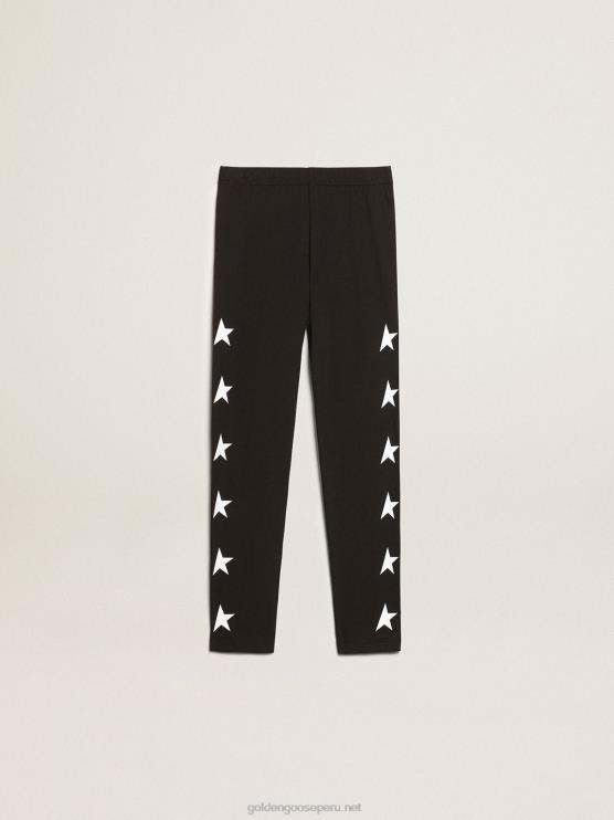 FDVPX884 Golden Goose niños legging colección estrellas negras con estrellas blancas a contraste
