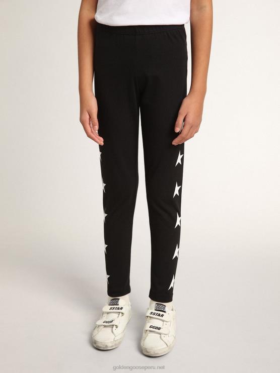 FDVPX884 Golden Goose niños legging colección estrellas negras con estrellas blancas a contraste