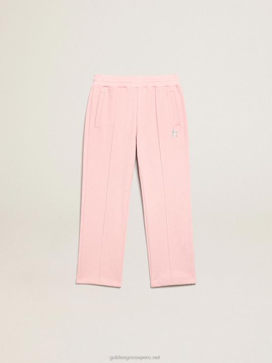 FDVPX885 Golden Goose niños Pantalón jogging colección estrella rosa con estrella de purpurina plateada en la parte delantera