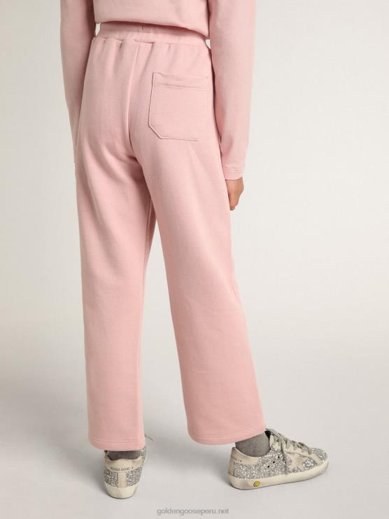 FDVPX885 Golden Goose niños Pantalón jogging colección estrella rosa con estrella de purpurina plateada en la parte delantera