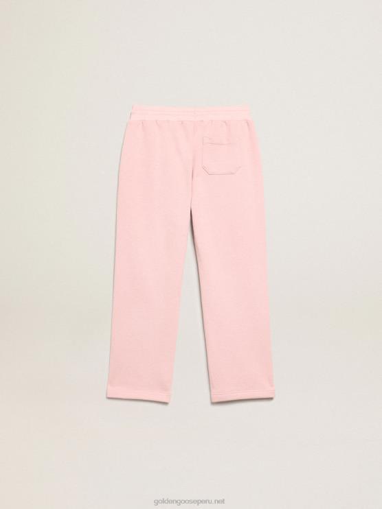 FDVPX885 Golden Goose niños Pantalón jogging colección estrella rosa con estrella de purpurina plateada en la parte delantera