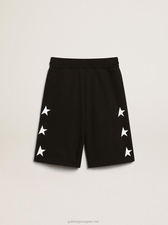 FDVPX887 Golden Goose niños Bermudas colección estrellas negras con estrellas blancas en contraste