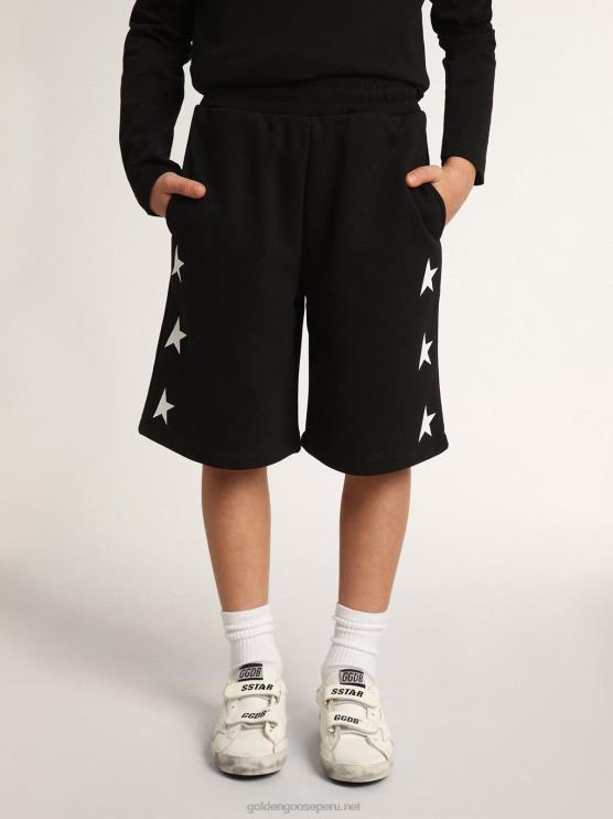 FDVPX887 Golden Goose niños Bermudas colección estrellas negras con estrellas blancas en contraste