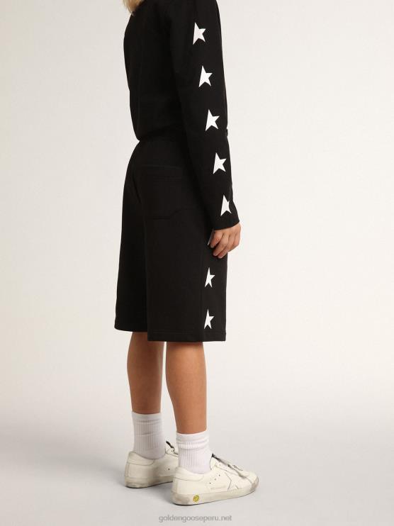 FDVPX887 Golden Goose niños Bermudas colección estrellas negras con estrellas blancas en contraste