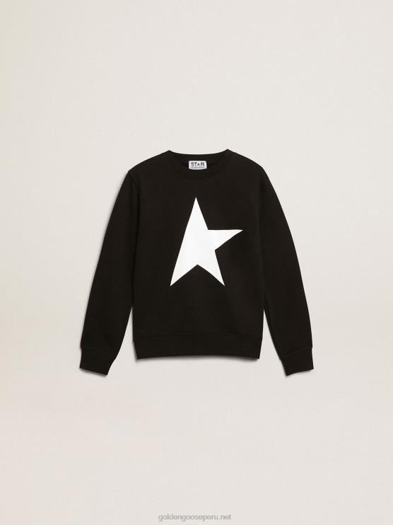 FDVPX906 Golden Goose niños sudadera colección estrella negra con maxi estrella blanca en la parte delantera