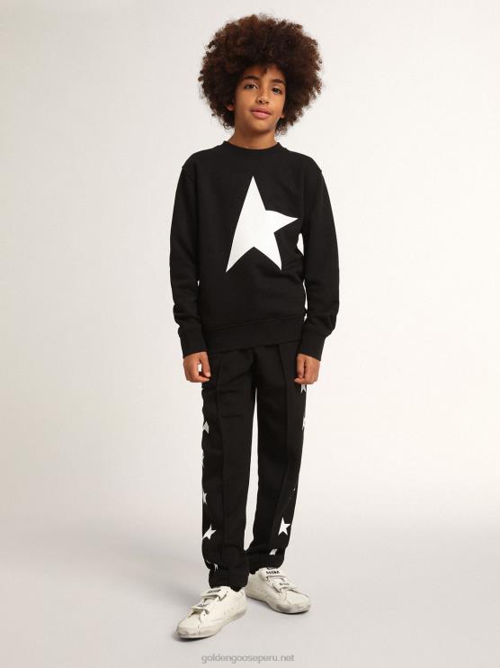 FDVPX906 Golden Goose niños sudadera colección estrella negra con maxi estrella blanca en la parte delantera