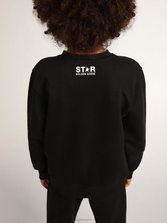 FDVPX906 Golden Goose niños sudadera colección estrella negra con maxi estrella blanca en la parte delantera