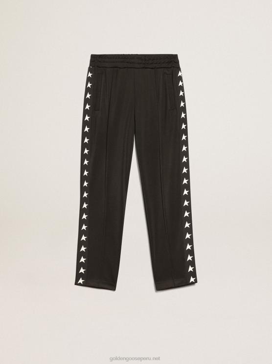 FDVPX877 Golden Goose niños joggers negros con estrellas a los lados