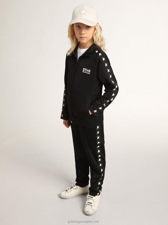 FDVPX877 Golden Goose niños joggers negros con estrellas a los lados