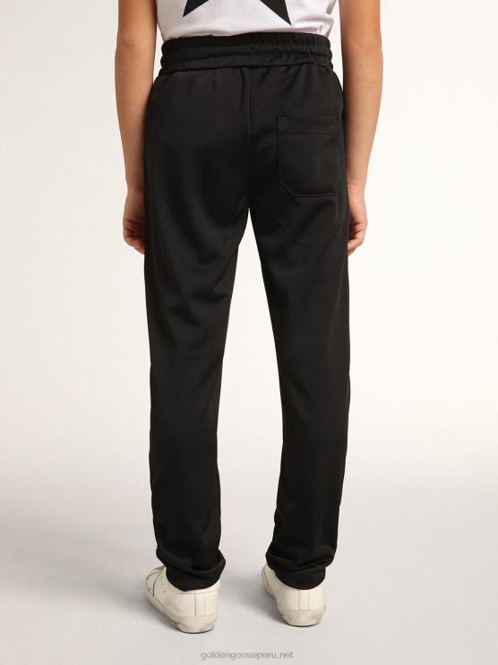 FDVPX877 Golden Goose niños joggers negros con estrellas a los lados
