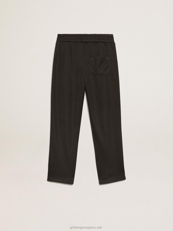 FDVPX877 Golden Goose niños joggers negros con estrellas a los lados